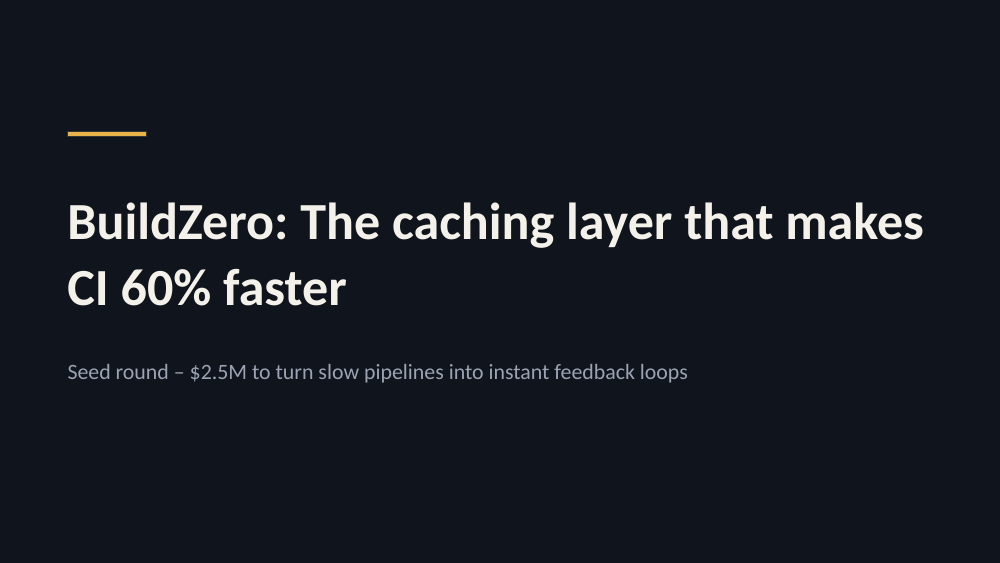 Title slide of the seed investor pitch example deck